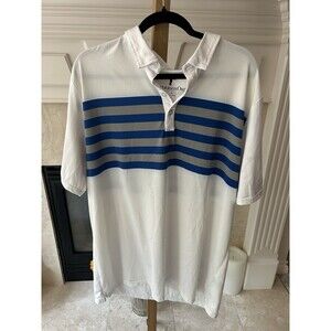 Anderson Ord Polo Shirt Men’s 2XL Golf Performance Stretch White Navy Striped
